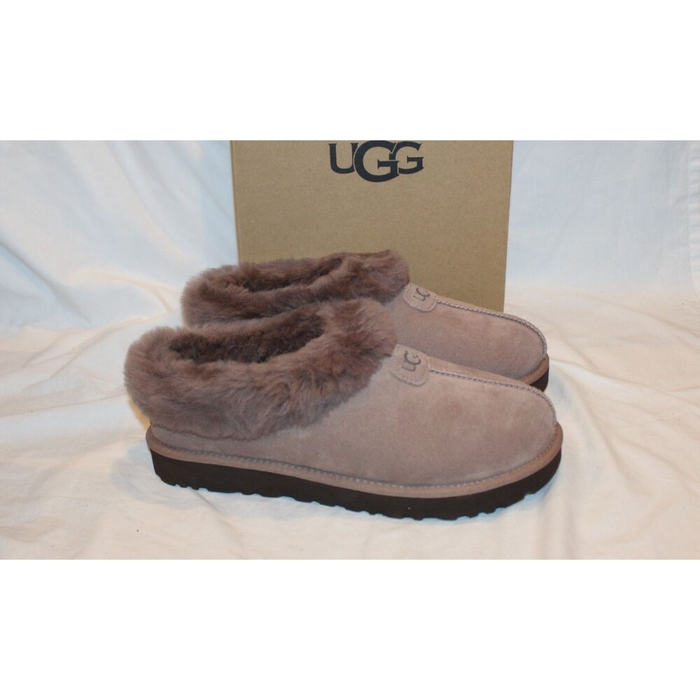 UGG Women Tazzette Suede Shearling Slippers CRBO Brown NEW US 7 EU 38
